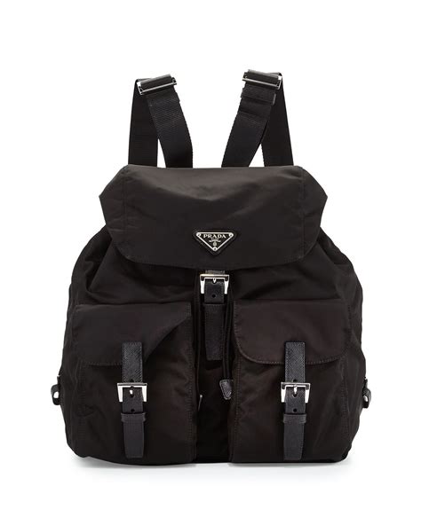 Prada Vela Backpack Nero Black in Nylon with Silver 